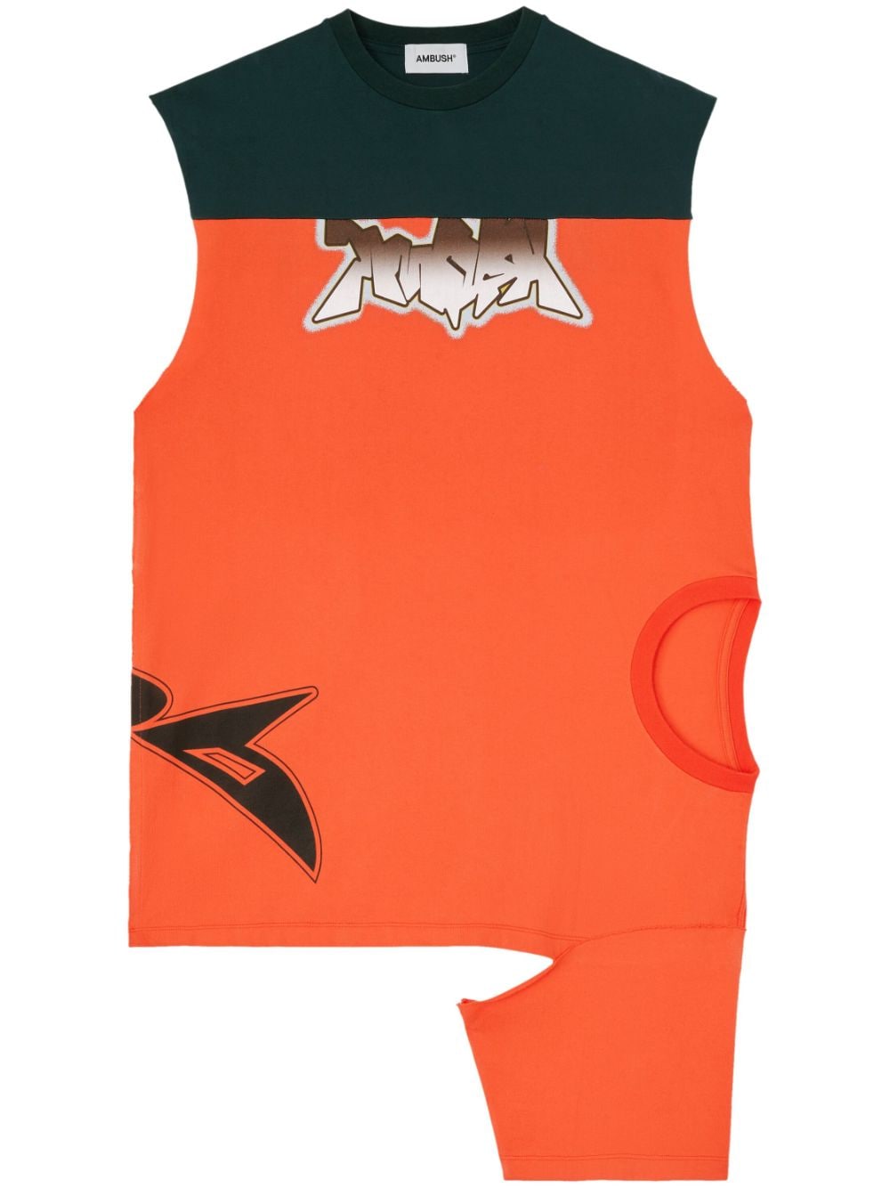 Ambush Asymmetric Logo-print Waistcoat In Orange