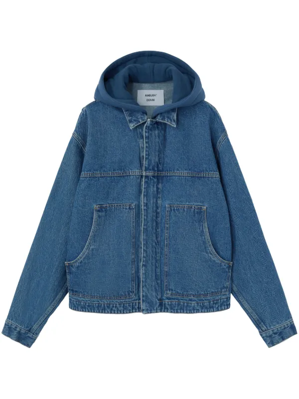 Buy American Eagle Women Blue Denim Sherpa Lined Hooded Bomber Jacket  Online  643903