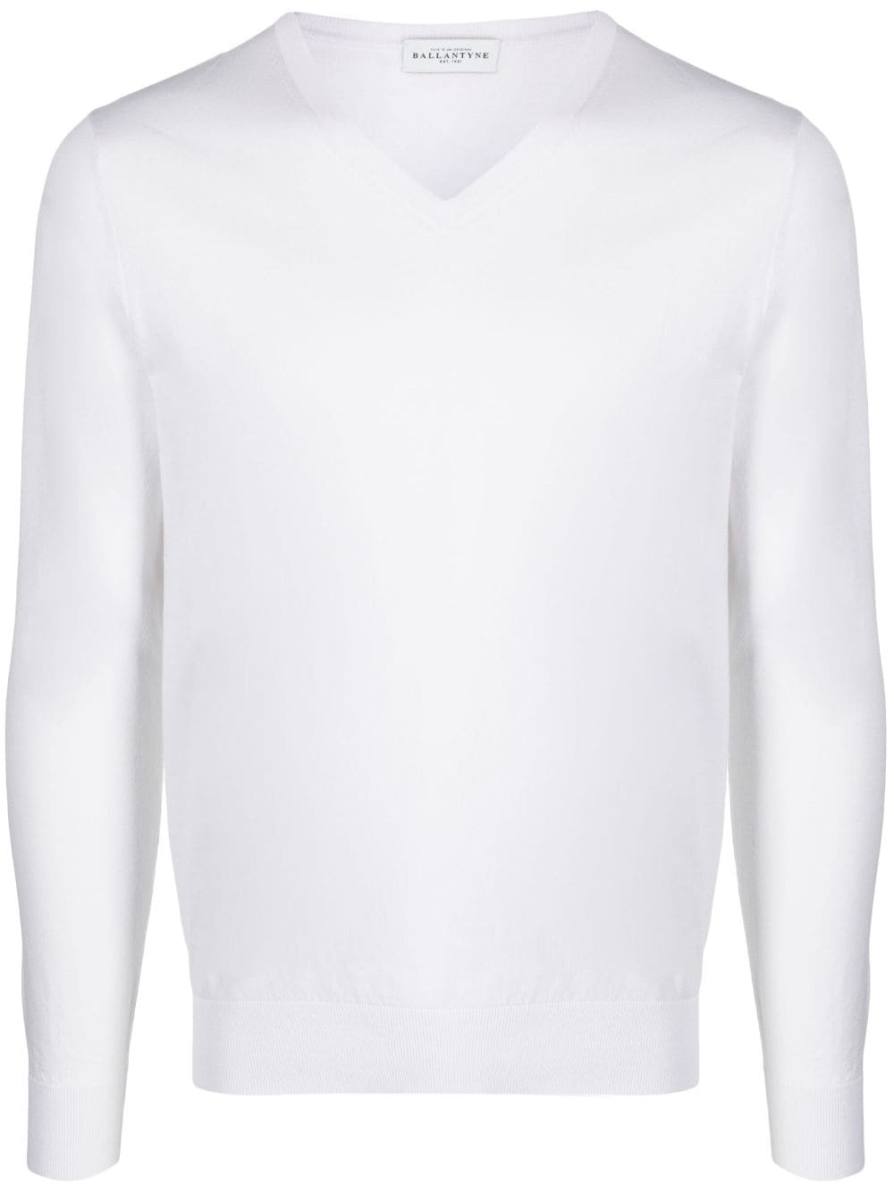 Ballantyne V-neck Knitted Jumper In White