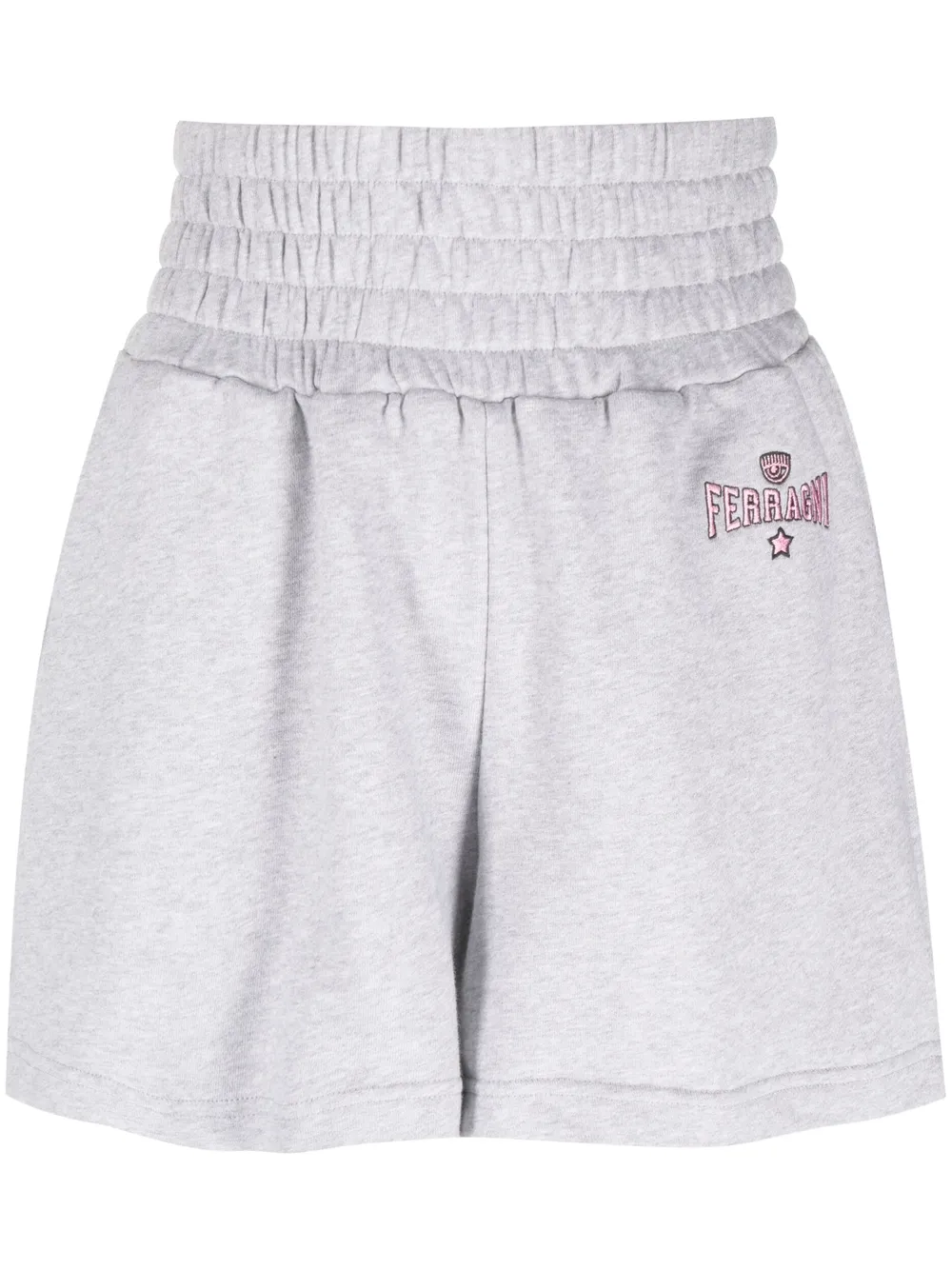 Chiara Ferragni Elasticated-waistband Cotton Shorts In Grey