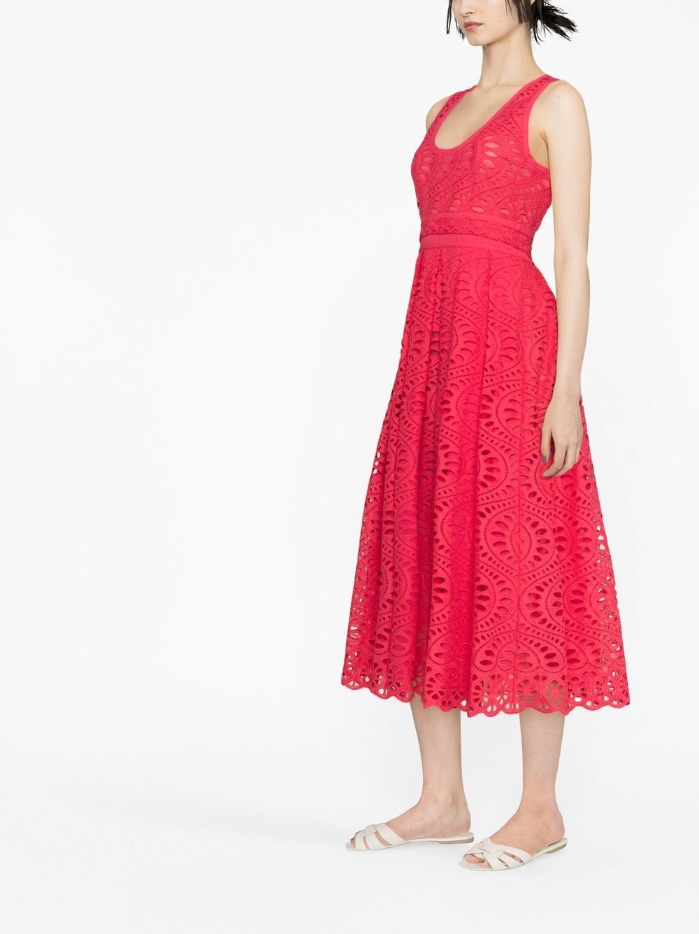 Shop Giambattista Valli Open-knit Midi Dress In Rosa