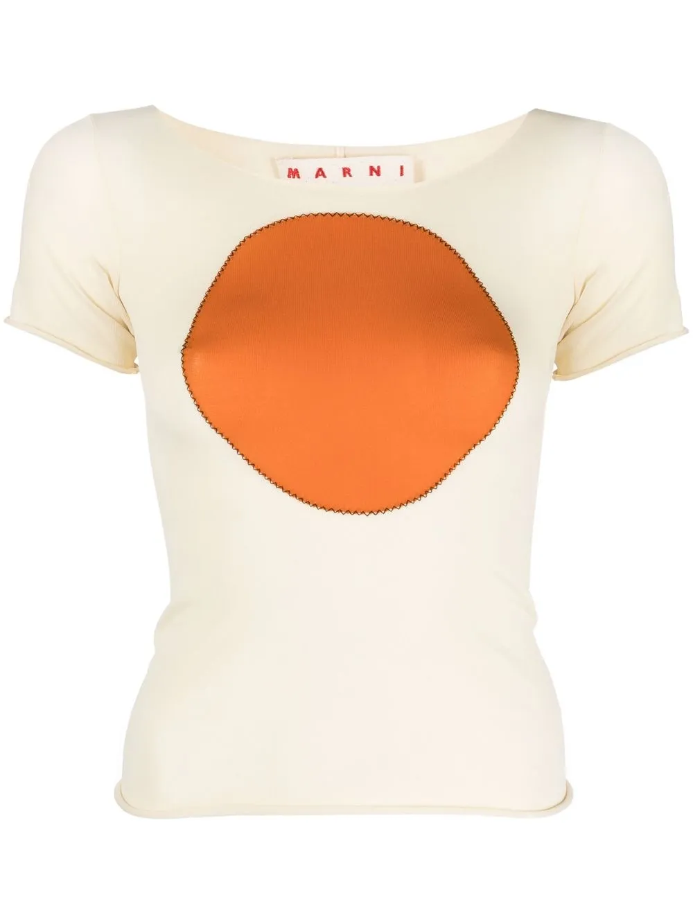 Marni Contrast Patch T-shirt In Nude