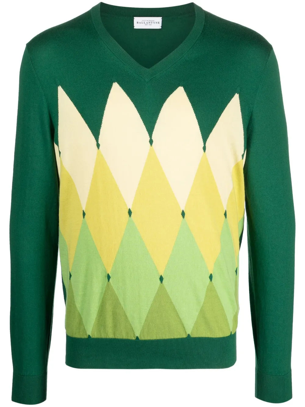 argyle-pattern knit jumper