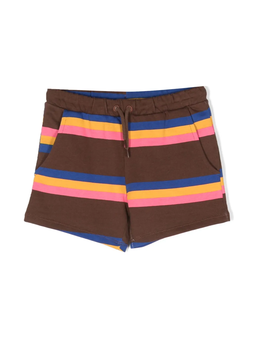 Mini Rodini Stripe-pattern Cotton Shorts In Brown