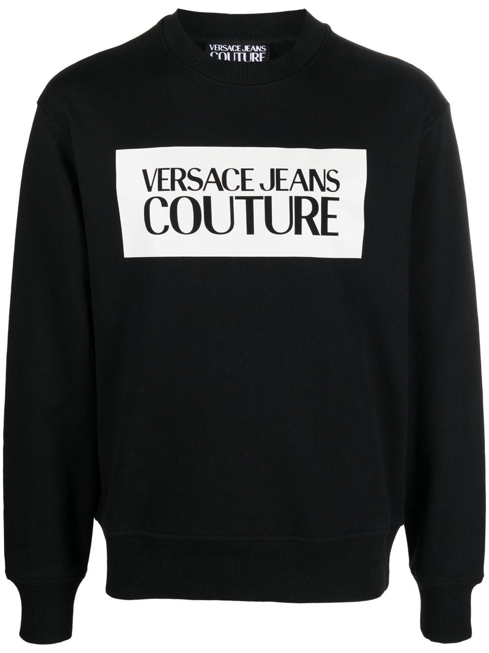 Shop Versace Jeans Couture Logo-print Cotton Sweatshirt In Schwarz