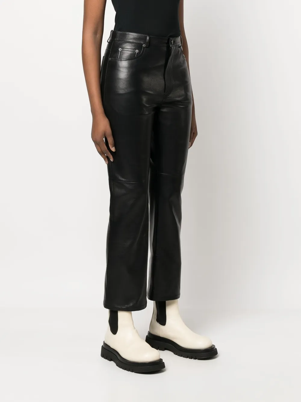 high waist leather trousers