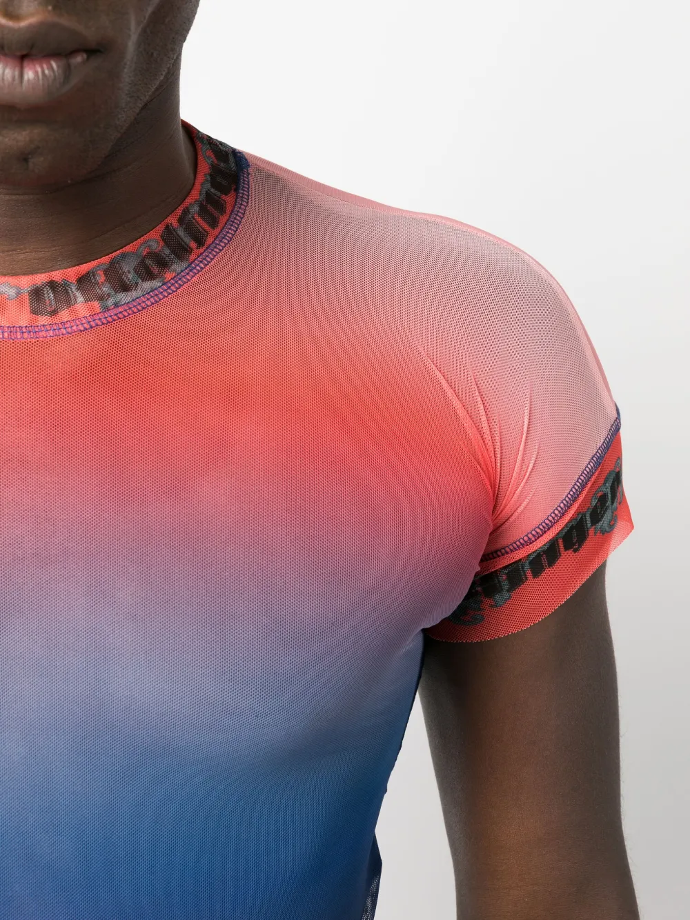 Ottolinger Gradient Mesh Cropped T-shirt | Blue | FARFETCH HK