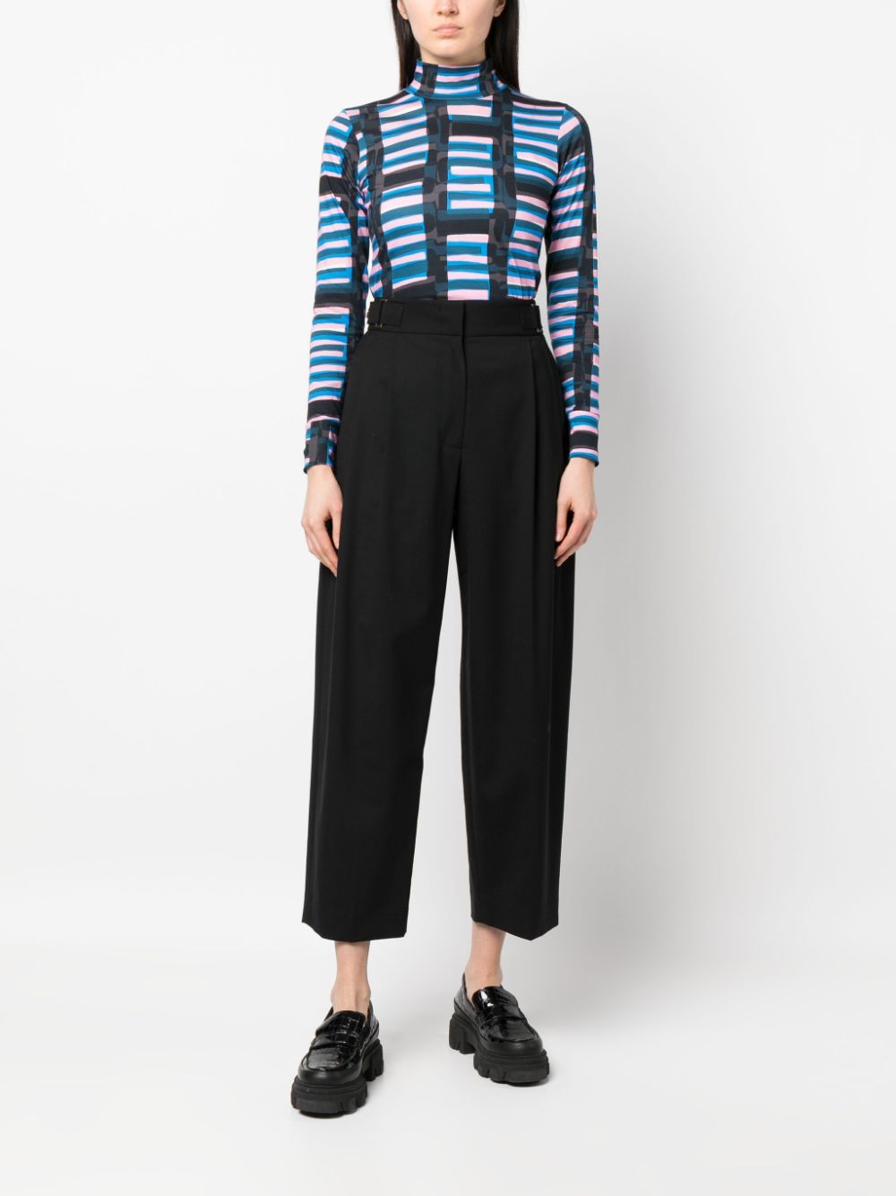 Shop Colville Piano-print High-neck Top In Blue