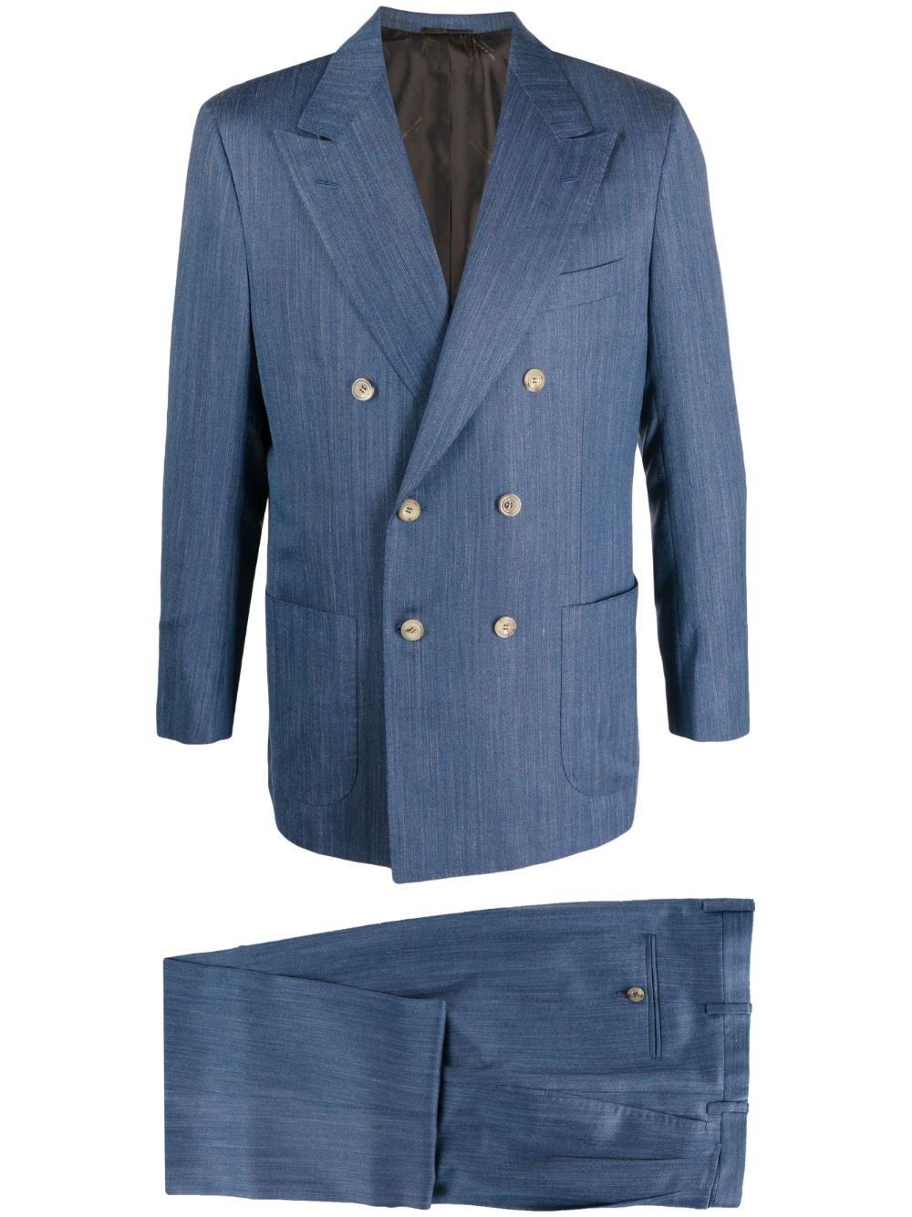 Kiton Double-breasted Suit In Blau