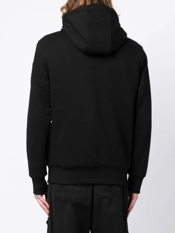 Moose Knuckles logo-plaque zip-up Hoodie | Black | FARFETCH