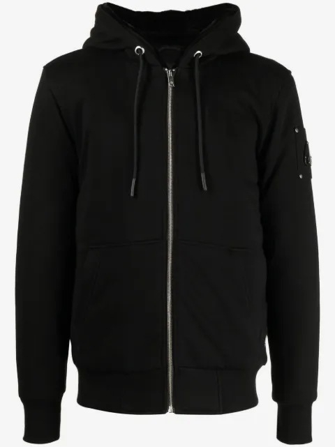 Moose Knuckles Bunny logo-patch zip-up hoodie