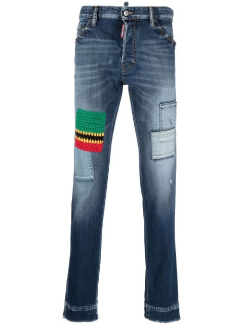 DSQUARED2 patchwork-detail slim-fit jeans Men