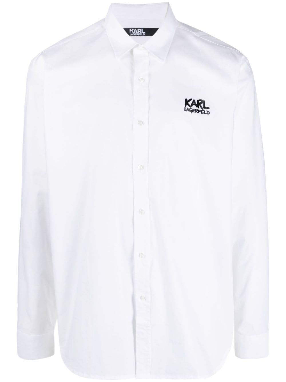 Karl Lagerfeld Embossed-logo Long-sleeve Shirt In White