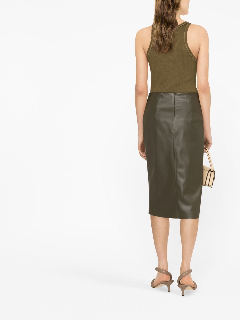 Shop Blanca Vita Front Slit-detail Midi Skirt In Green