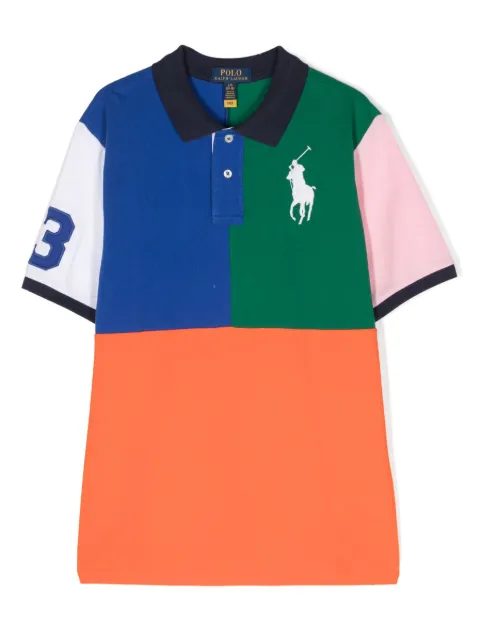 POLO RALPH LAUREN KIDS colour-block cotton polo shirt
