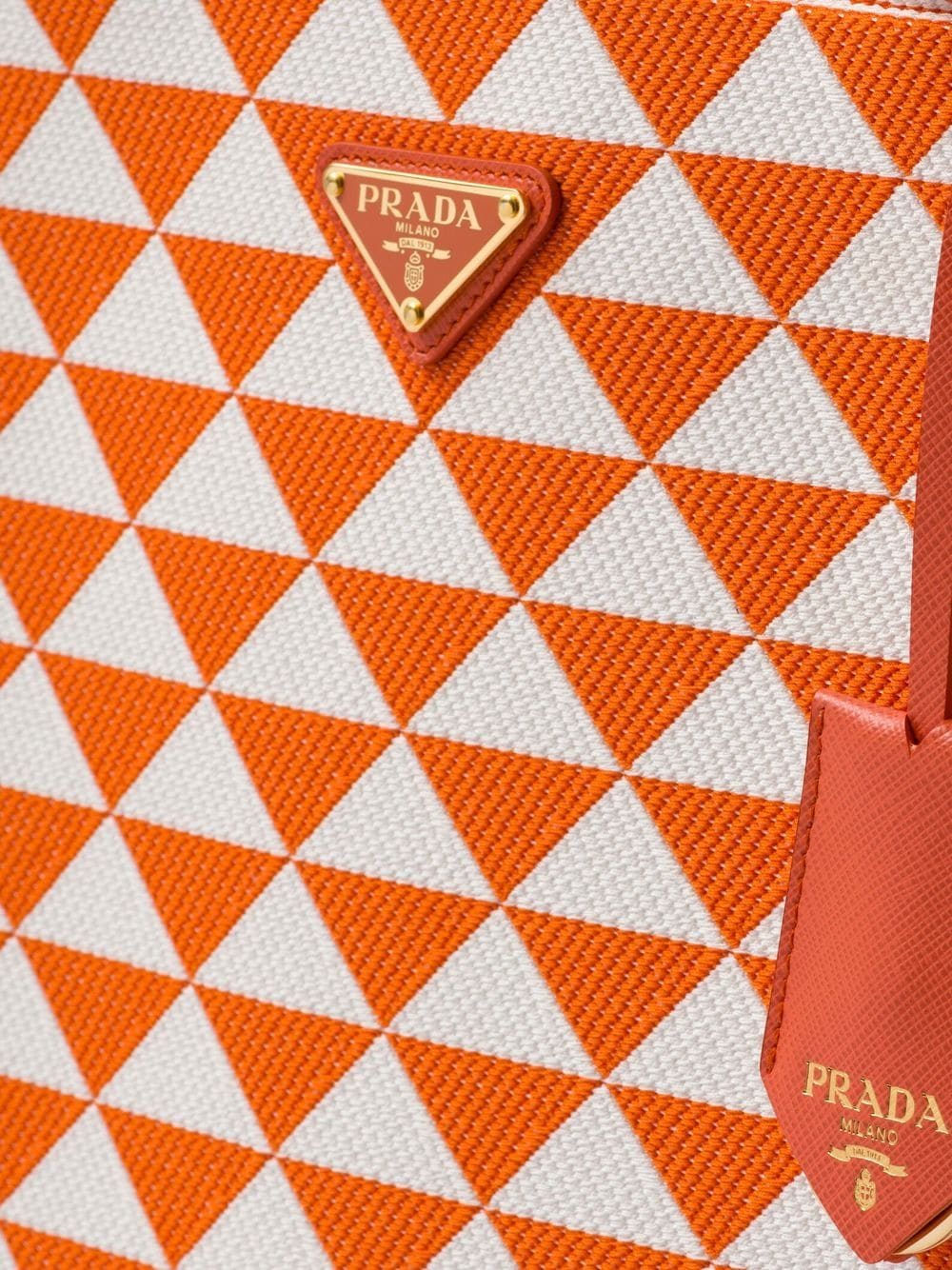 Shop Prada Large Symbole Embroidered Tote Bag In Orange