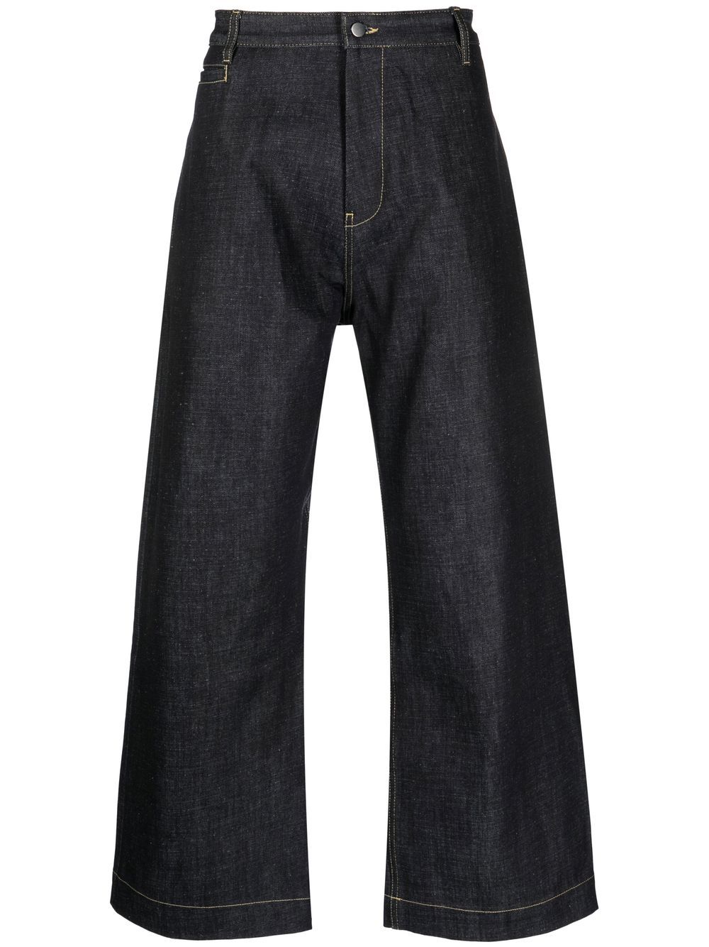 wide-leg denim trousers