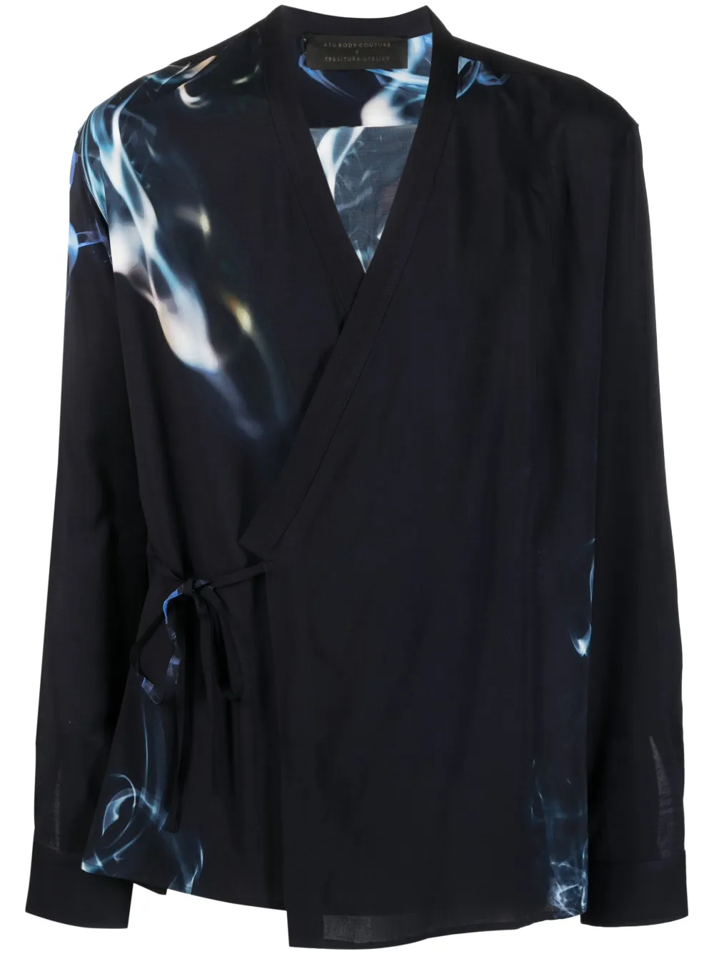 Atu Body Couture x Tessitura graphic-print wrap shirt