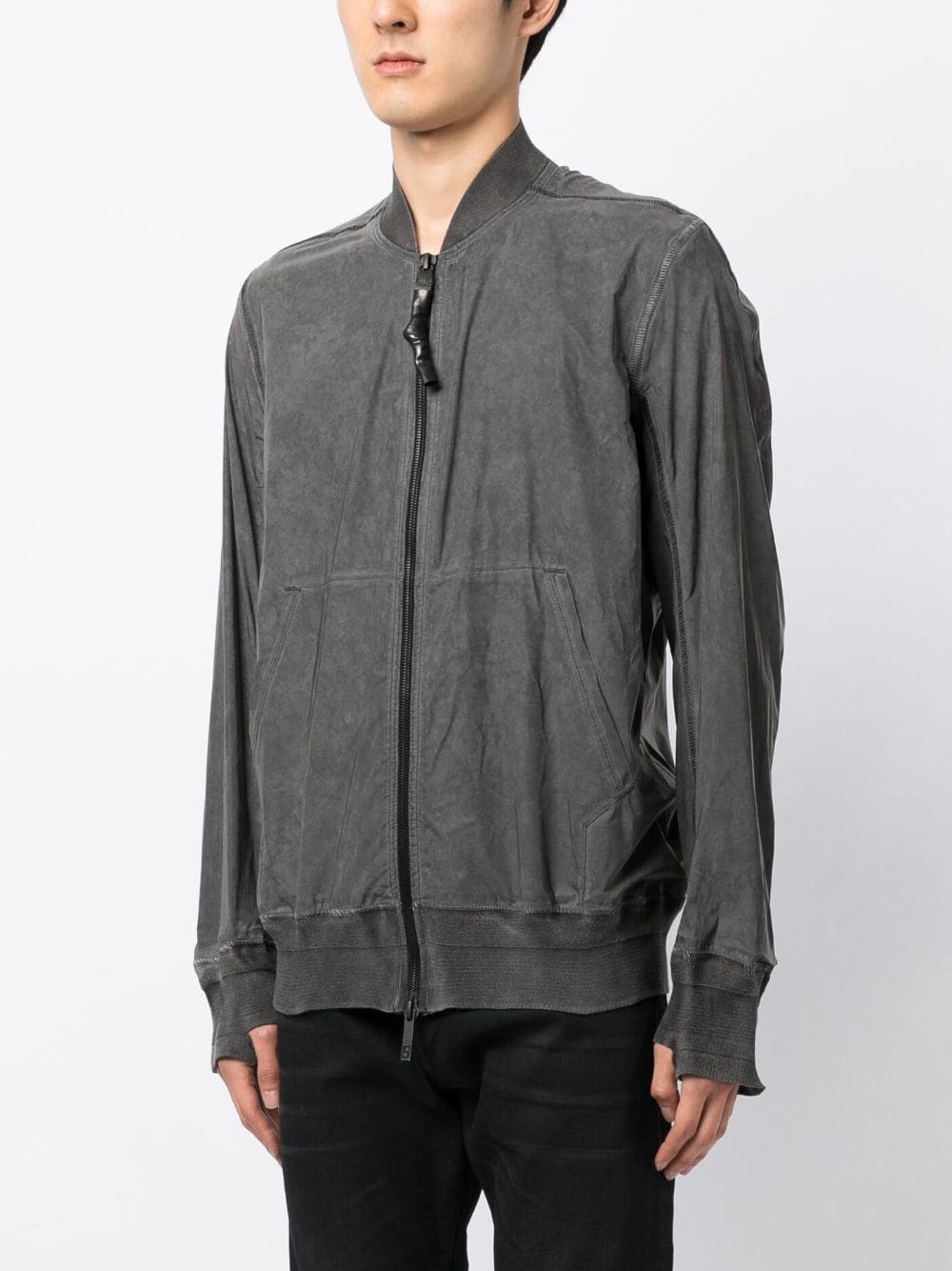 Shop Isaac Sellam Experience Zip-up Bomber Jacket In Grey