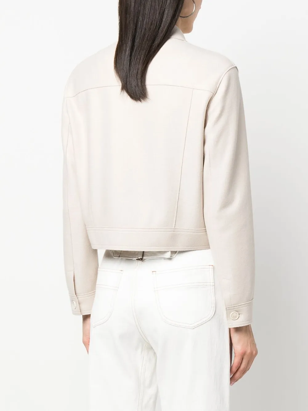 Harris Wharf London Virgin Wool Cropped Jacket In Nude
