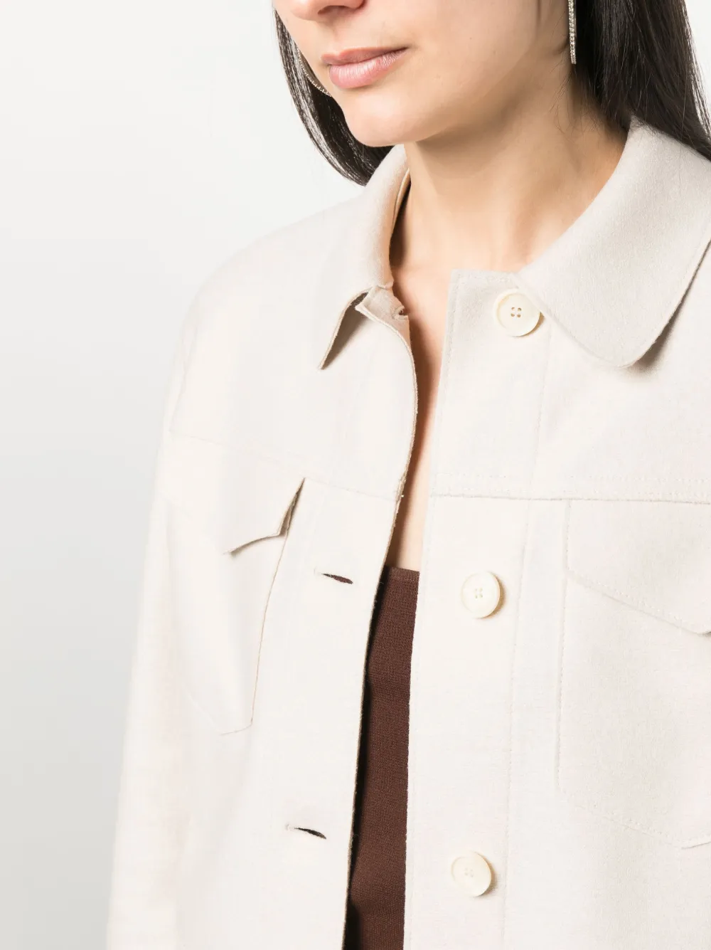 Harris Wharf London Virgin Wool Cropped Jacket In Nude