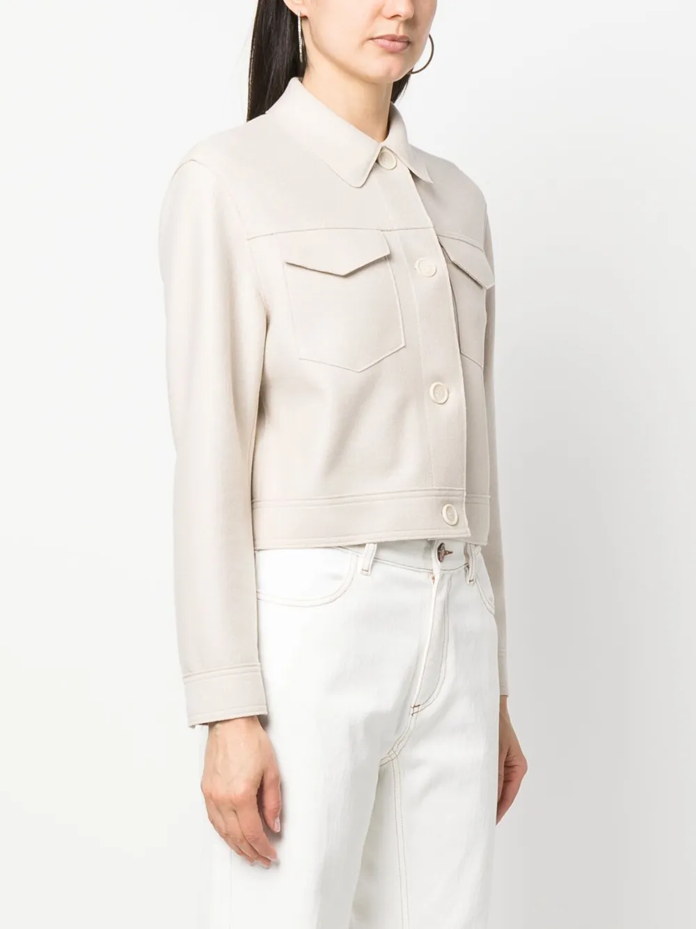 Harris Wharf London Virgin Wool Cropped Jacket In Nude