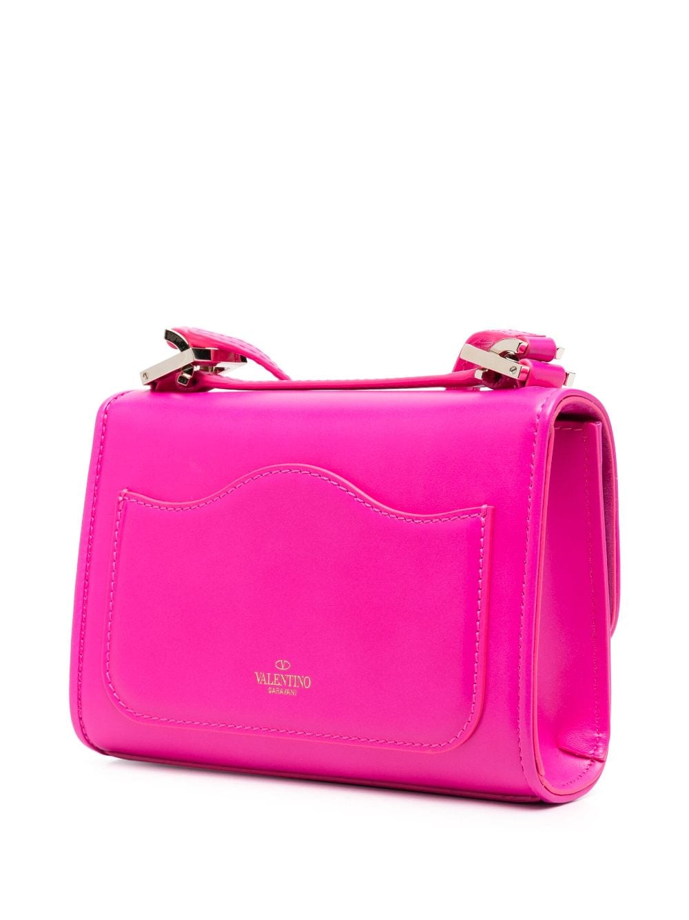 Shop Valentino Small Vlogo Type Shoulder Bag In Rosa