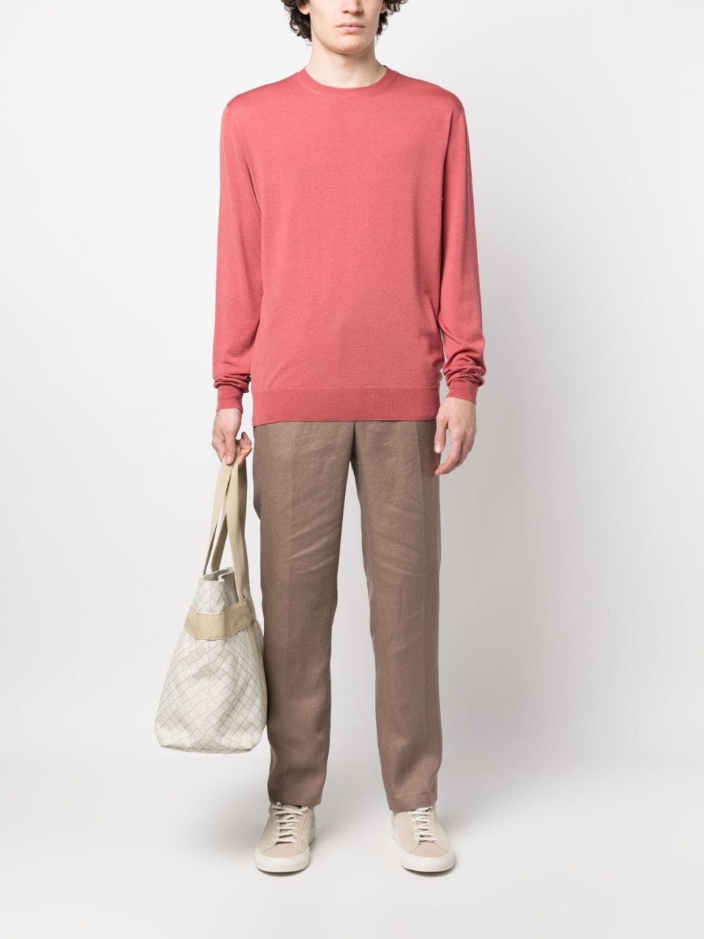 Shop Lardini Plain Wool-silk Jumper In Pink