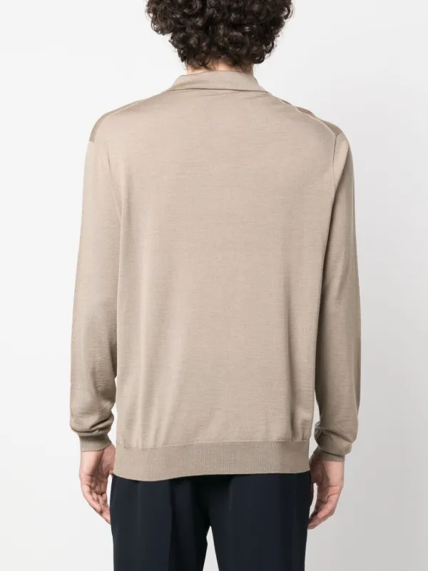 美品 LARDINI パイルポロシャツ サイズ46 カーキ