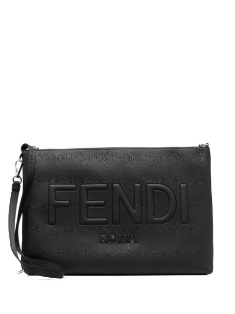 FENDI embossed-logo clutch bag