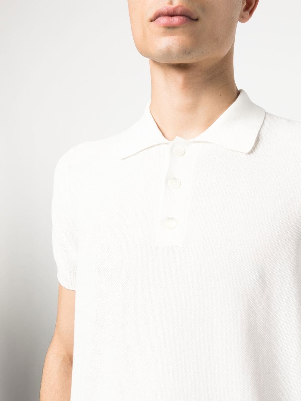 Shop Malo Knitted Cotton Polo Shirt In Weiss