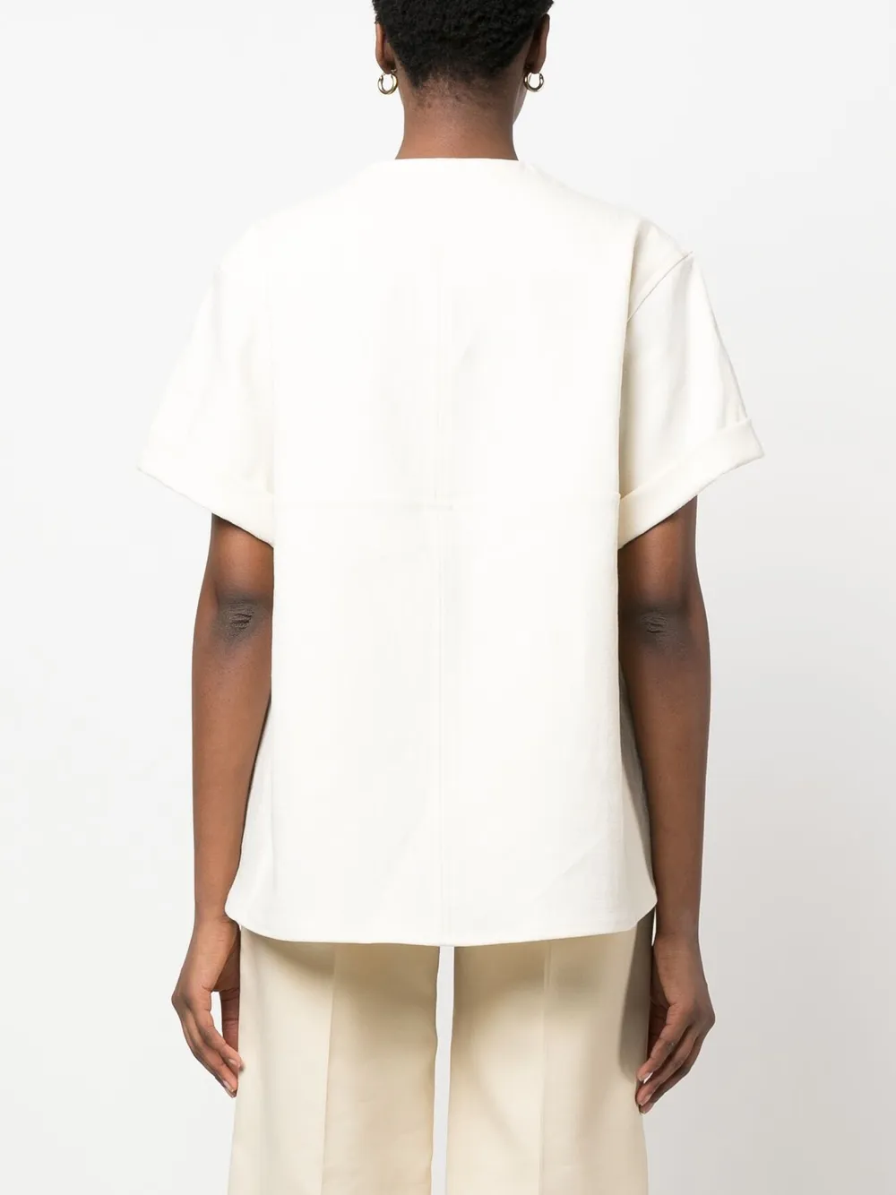 Jil Sander V-neck Linen-blend Blouse In Neutrals