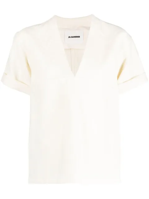 Jil Sander V-neck linen-blend blouse