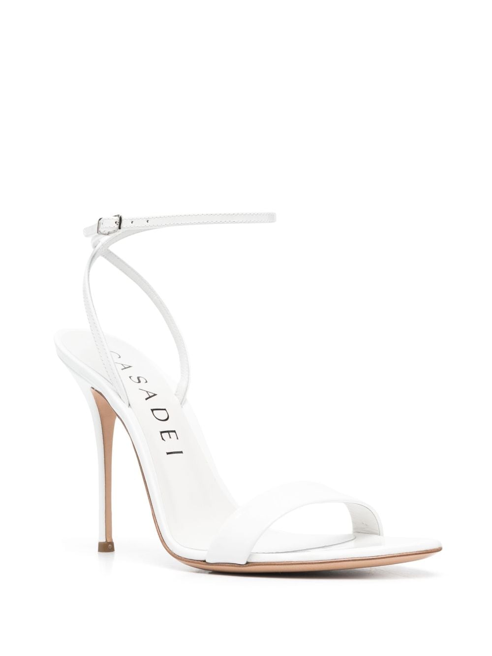 Shop Casadei Scarlet Tiffany 100mm Leather Sandals In White