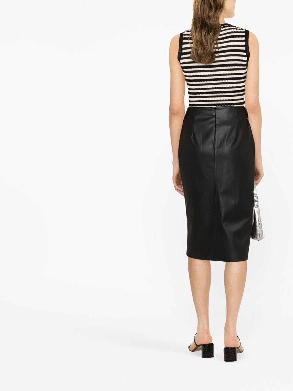 Shop Blanca Vita Front Slit-detail Midi Skirt In Schwarz