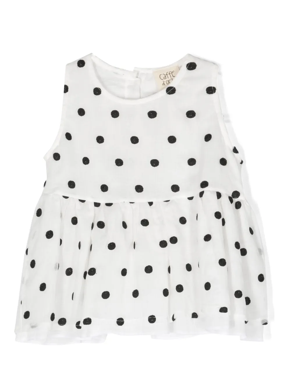 Caffe' D'orzo Kids' All-over Polka Dot Overlay Top In Cream