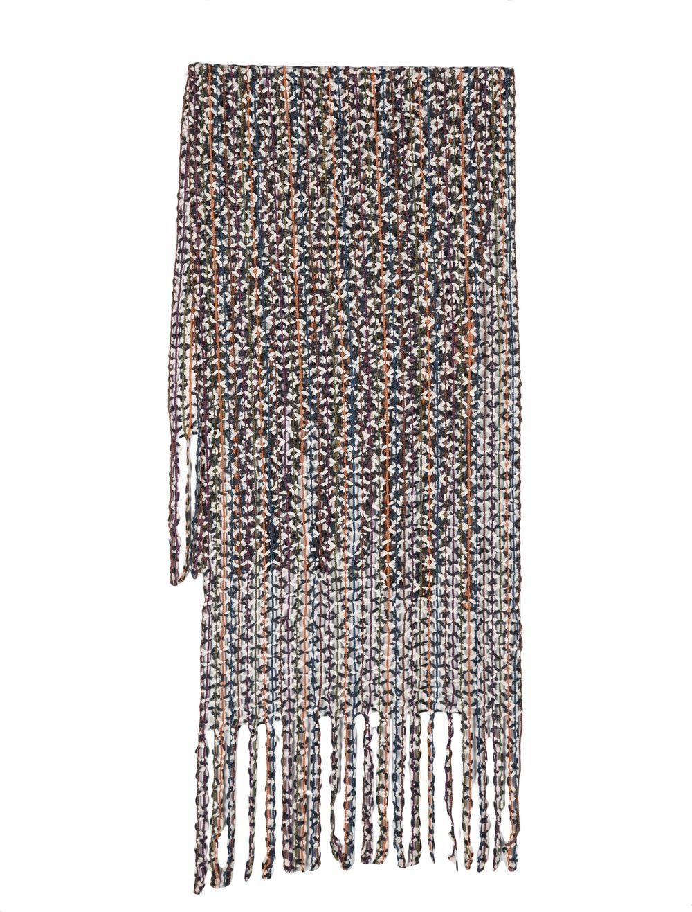 Pre-owned Missoni 2000s Open Weave Fringed Shawl In White