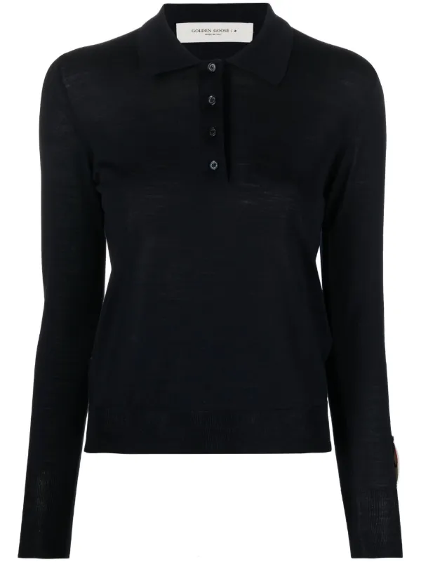 Golden Goose Wool Polo Shirt in Blue