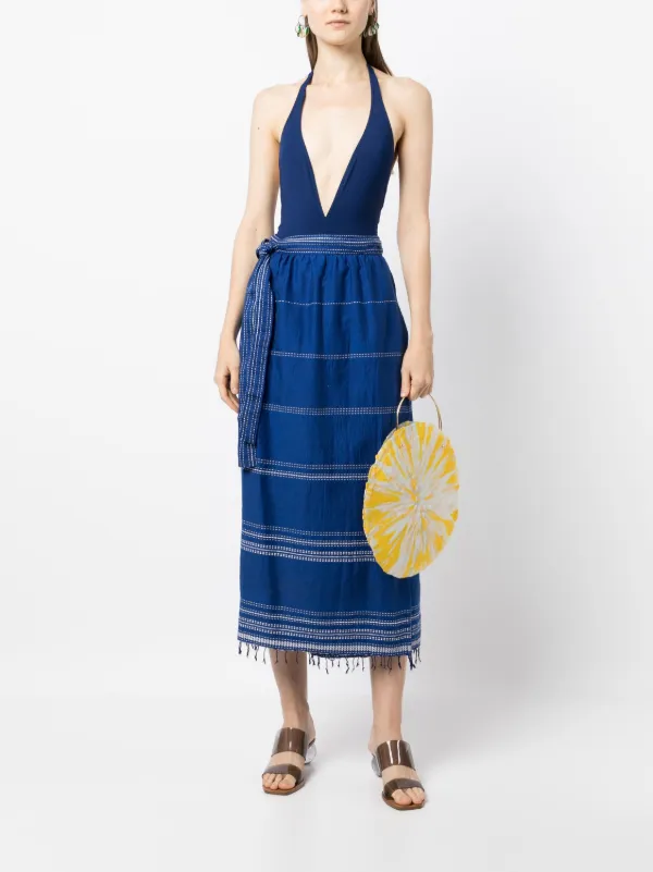 Lemlem Inku Cotton Wrap Skirt | Blue | FARFETCH