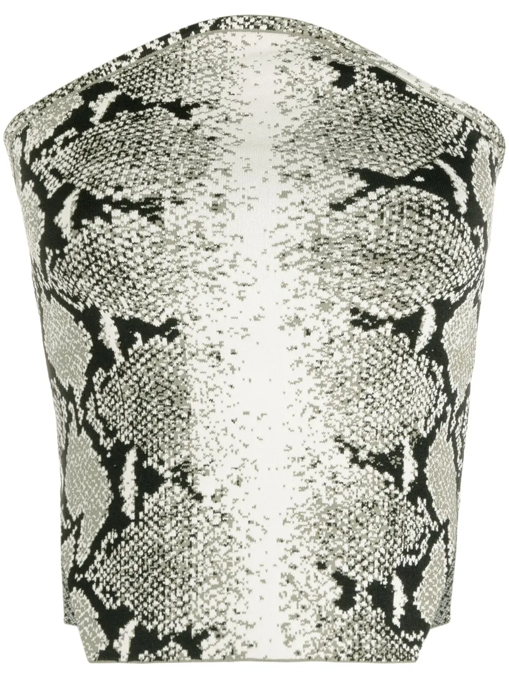 Khaite Dillon Snakeskin-jacquard Curved Bandeau Top In Green