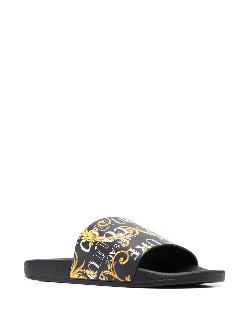 Versace Jeans Couture Slippers met logoprint - Zwart