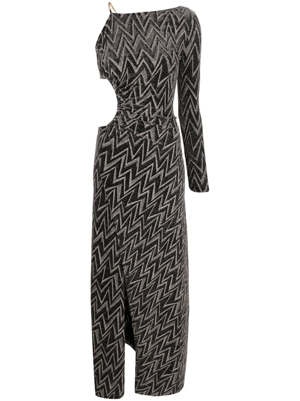 Ba&Sh glittery zigzag-pattern asymmetric dress - Gold