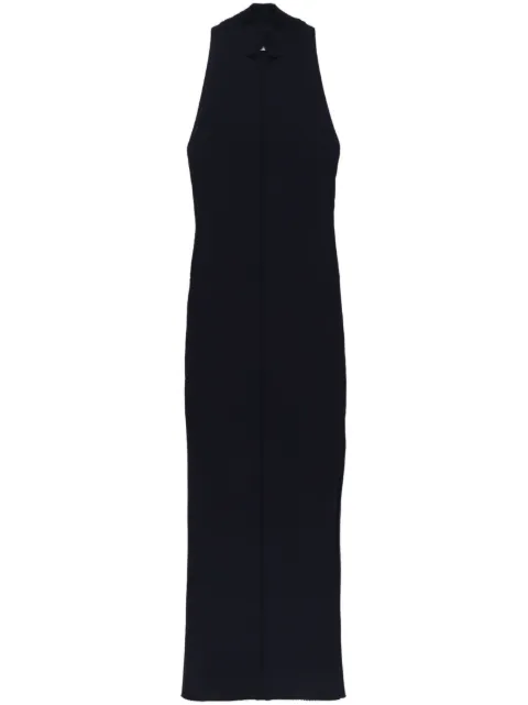 Courrèges vestido midi tejido de canalé con aberturas