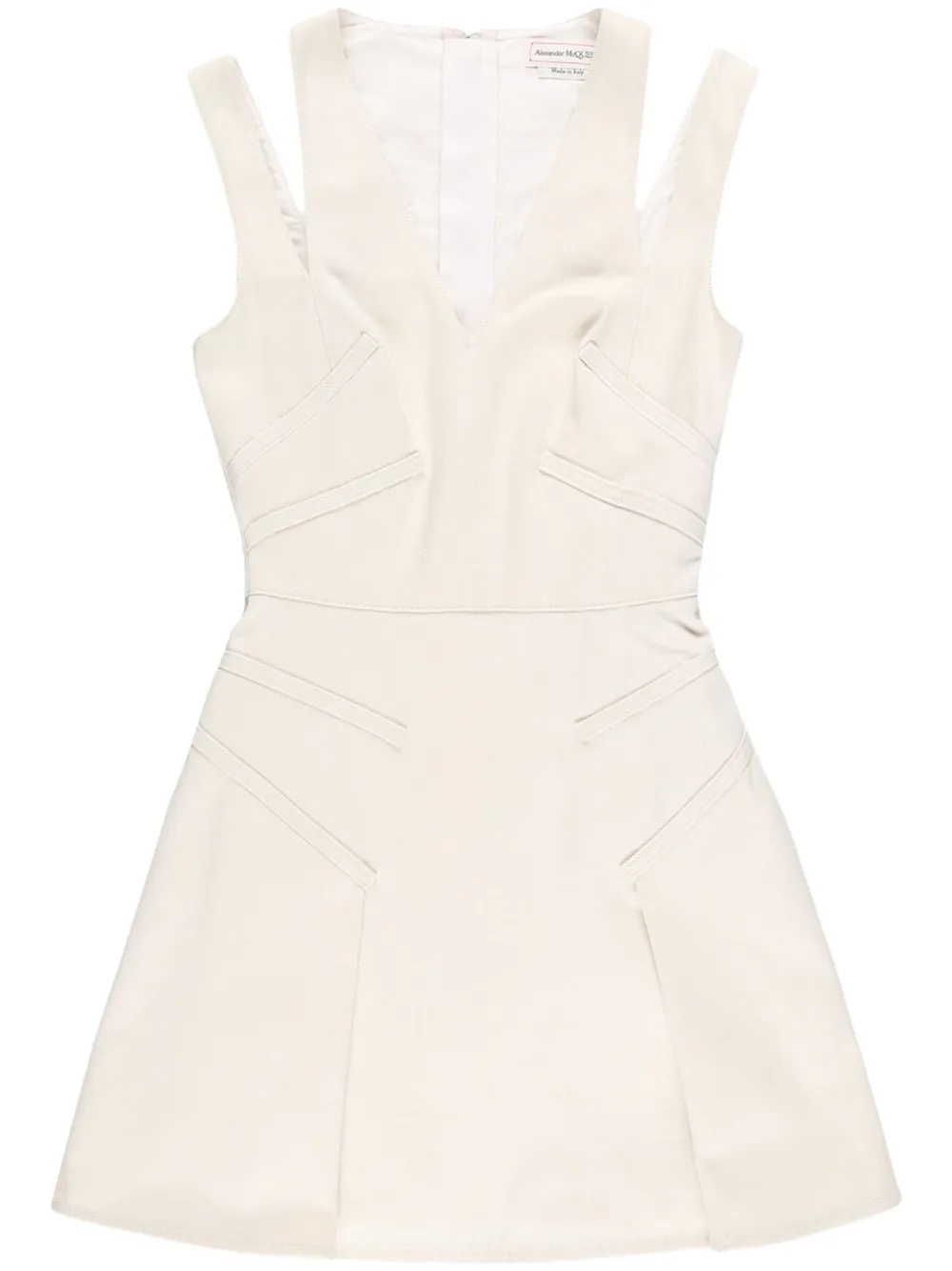 Alexander Mcqueen Women's V-neck Cut-out Denim Dress In White