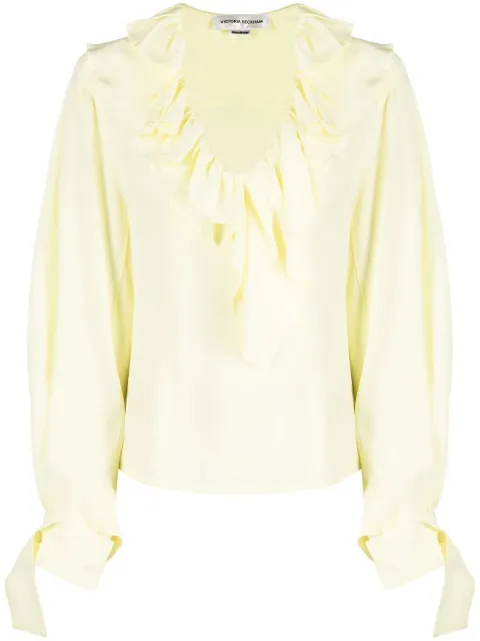 Victoria Beckham ruffled V-neck silk blouse