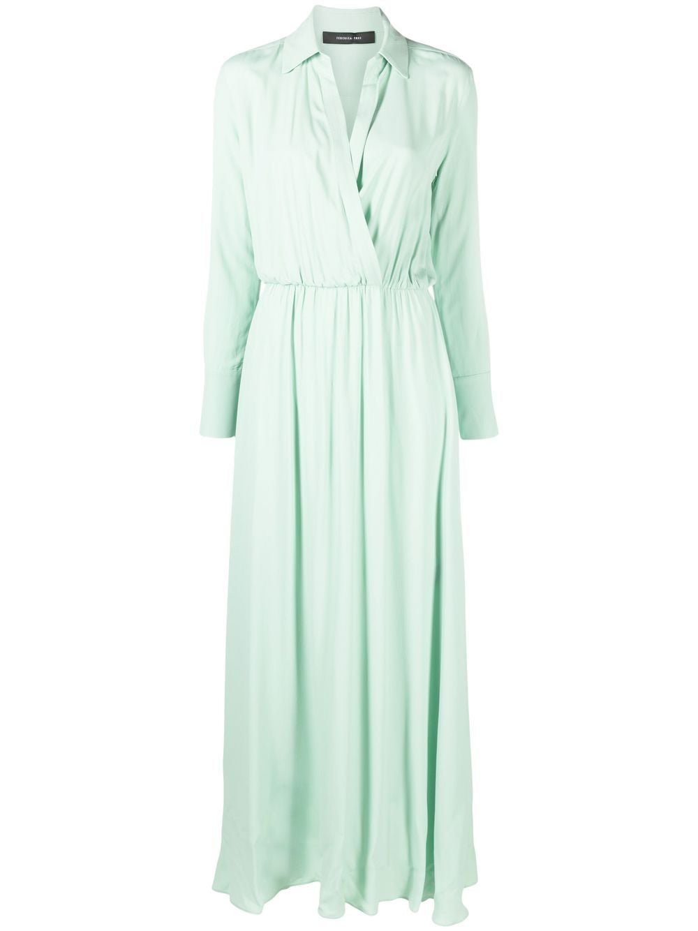 federica tosi robe courte en soie mélangée à fronces - vert