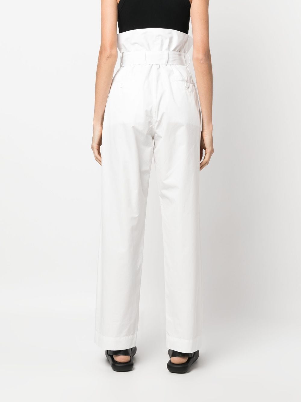 Shop Plan C Belted Wide-leg Trousers In Weiss