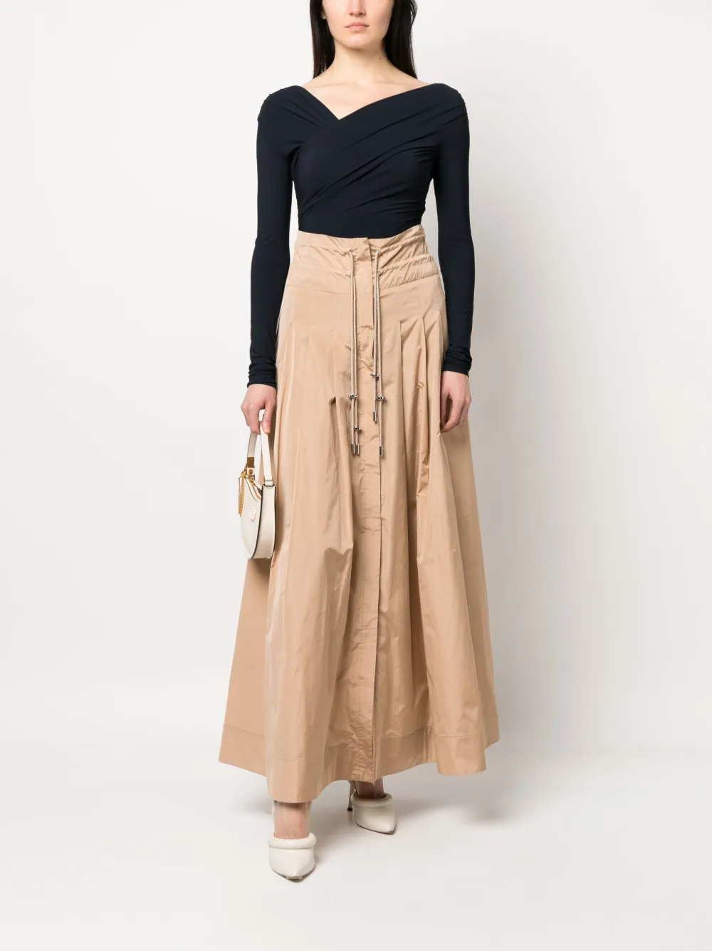 Alberta Ferretti Maxi-plooirok met trekkoord - Beige