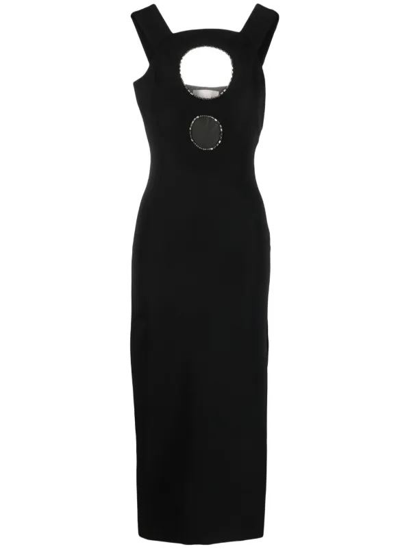 round cut dress Black Multi Circle Cut Out Asymmetric Maxi Dress
