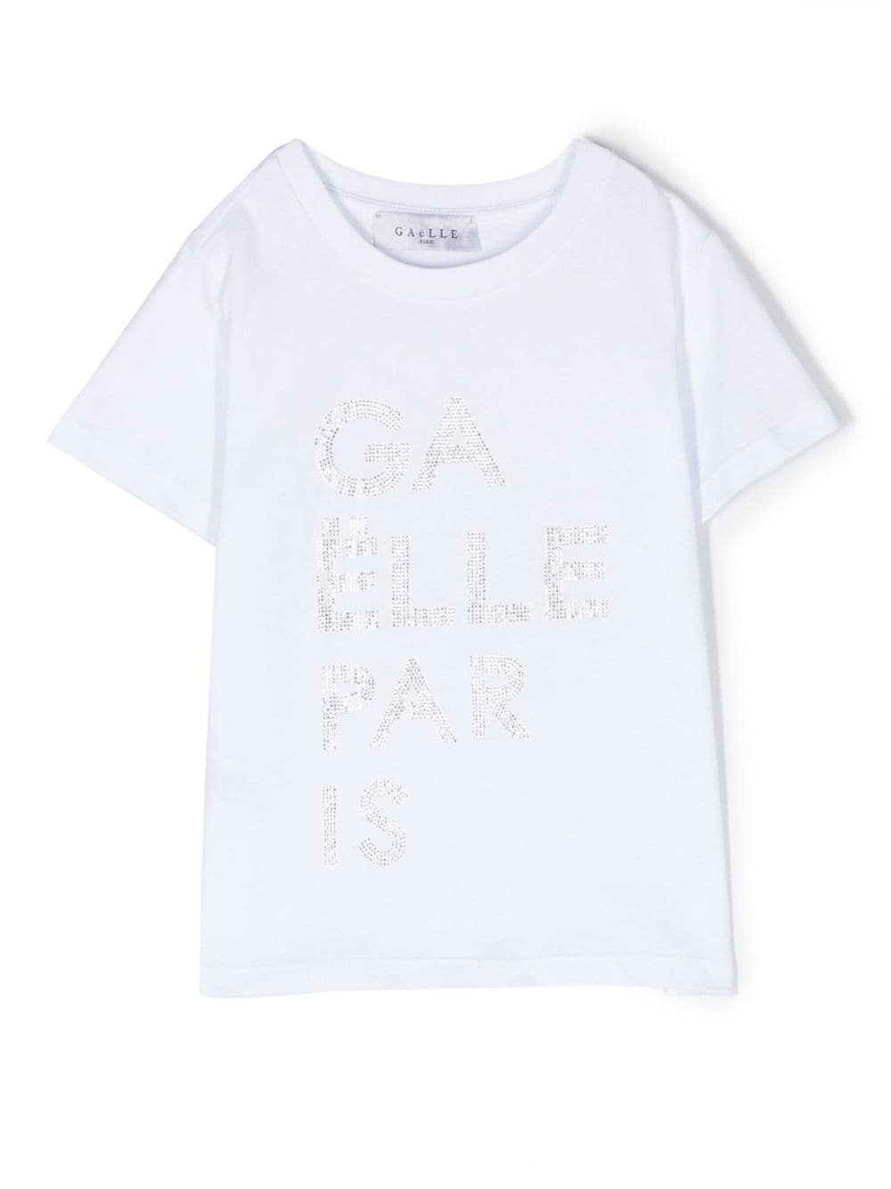 Gaelle Paris Embellished-logo T-shirt In Weiss | ModeSens